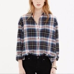 Madewell Collarless Wheaton Plaid Popover Size XS‎